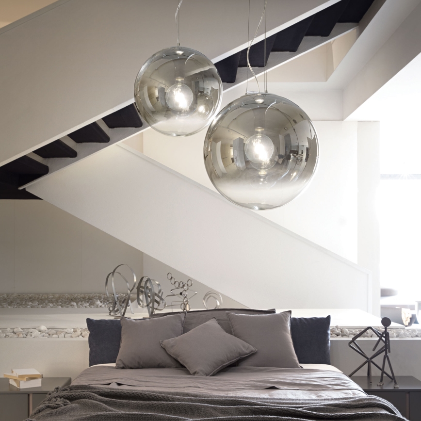 Ideal Lux - Пендел MAPA 1xE27/42W/230V Ø 20 см сив/опушен