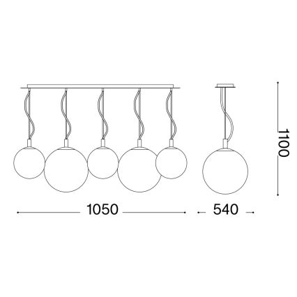 Ideal Lux - Пендел MAPA 5xE27/42W/230V златист/опушен