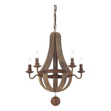 Ideal Lux - Пендел MILLENNIUM 5xE14/40W/230V Ø 52 см бреза/кафяв
