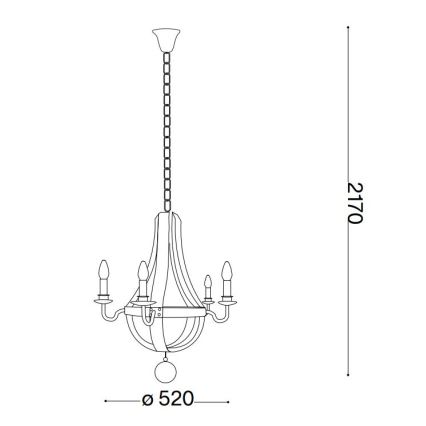 Ideal Lux - Пендел MILLENNIUM 5xE14/40W/230V Ø 52 см бреза/кафяв
