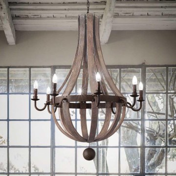 Ideal Lux - Пендел MILLENNIUM 8xE14/40W/230V Ø 92 см бреза/кафяв