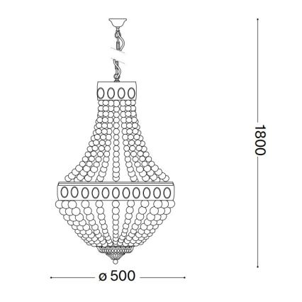 Ideal Lux - Пендел MONET 6xE14/40W/230V Ø 50 см коноп/бял