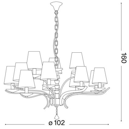 Ideal Lux - Кристален пендел PEGASO 12xE14/28W/230V Ø 102 см златист