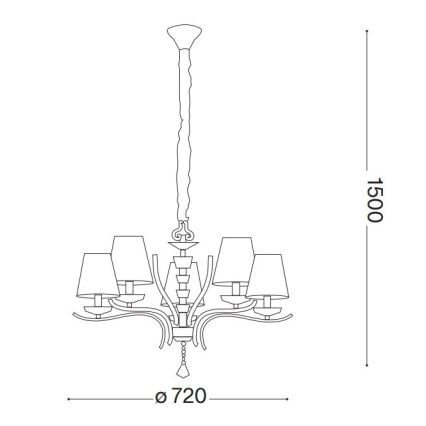 Ideal Lux - Кристален пендел PEGASO 5xE14/28W/230V Ø 72 см лъскав хром