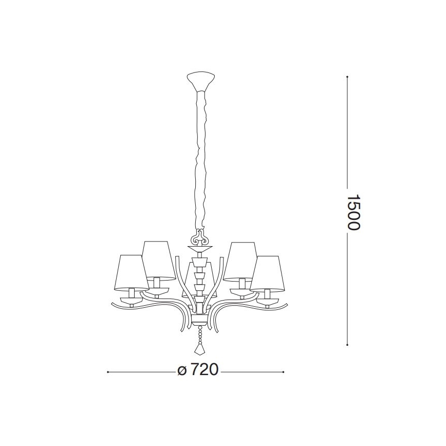 Ideal Lux - Кристален пендел PEGASO 5xE14/28W/230V Ø 72 см лъскав хром