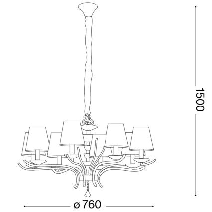 Ideal Lux - Кристален пендел PEGASO 8xE14/28W/230V Ø 76 см лъскав хром