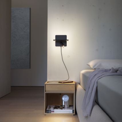 Ideal Lux - PIANO LED стенен спот 10W/230V CRI 90 USB черен