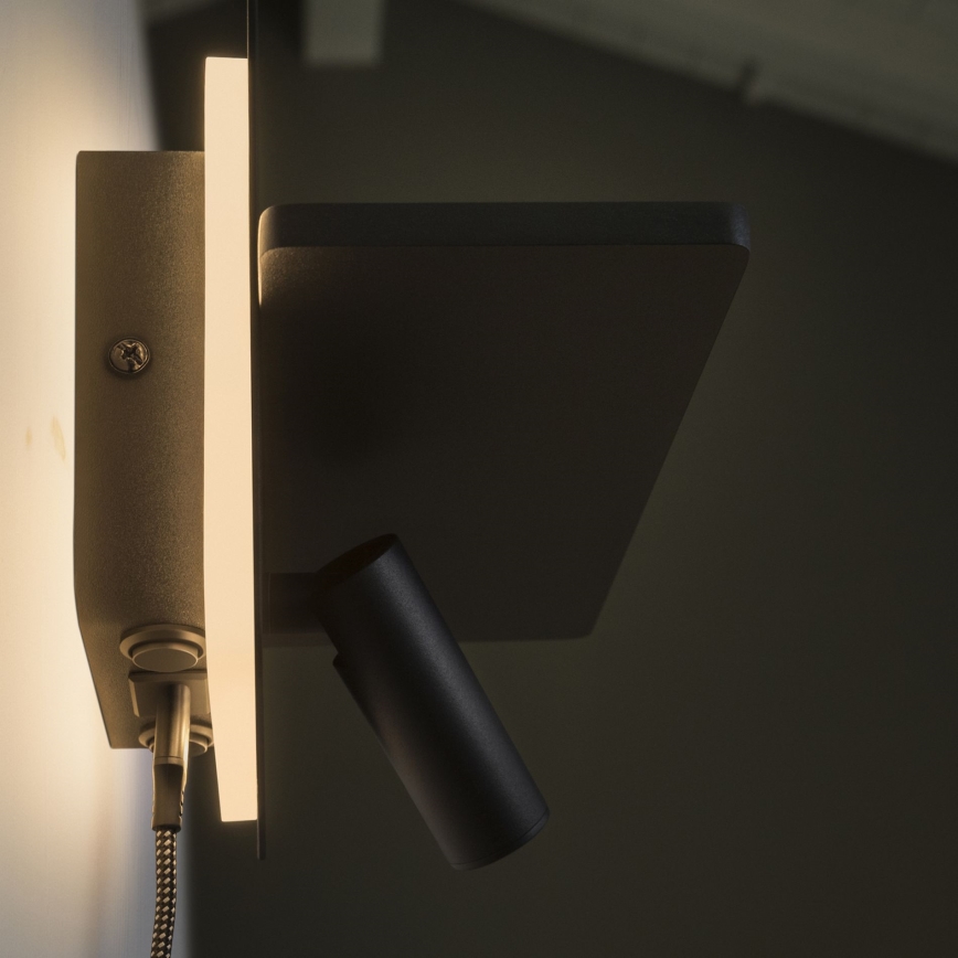 Ideal Lux - PIANO LED стенен спот 10W/230V CRI 90 USB черен