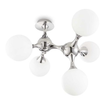 Ideal Lux - Плафон NODI 5xE14/28W/230V лъскав хром/бял