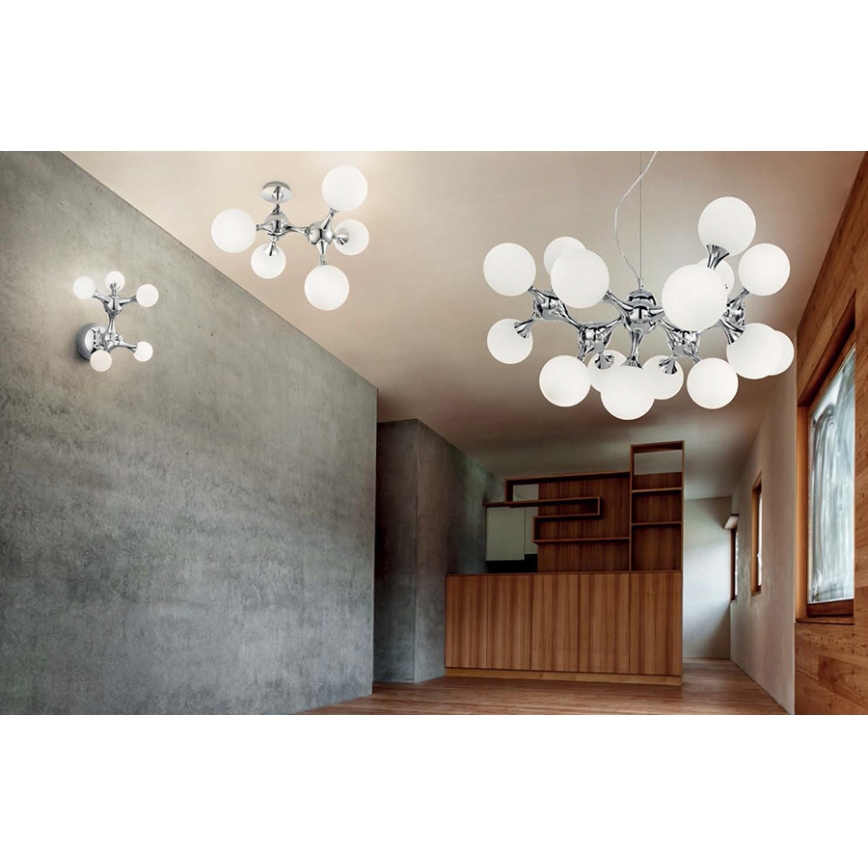 Ideal Lux - Плафон NODI 5xE14/28W/230V лъскав хром/бял