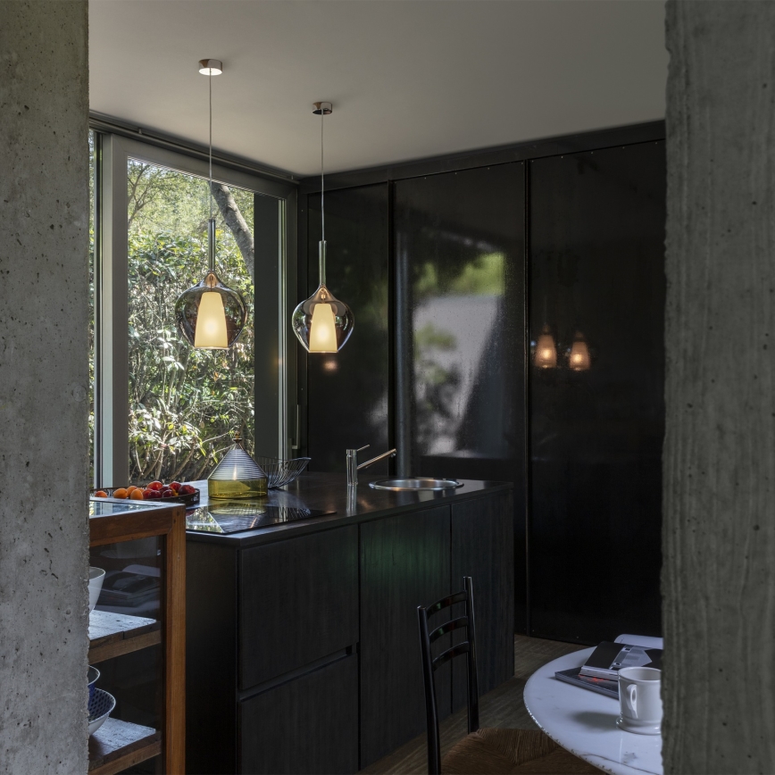 Ideal Lux - Подвесен полилей на кабел KALIQUE 1xE27/42W/230V Ø 18 см димно-черен