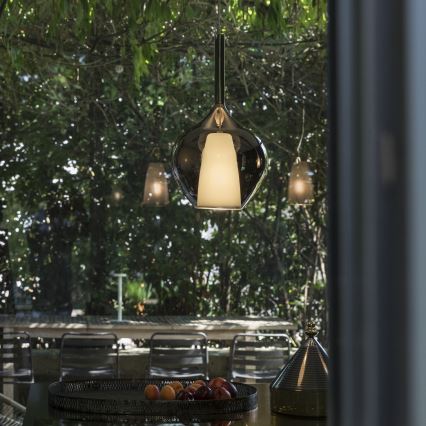 Ideal Lux - Подвесен полилей на кабел KALIQUE 1xE27/42W/230V Ø 18 см димно-черен