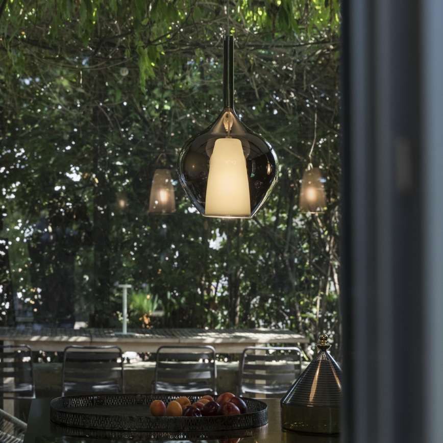 Ideal Lux - Подвесен полилей на кабел KALIQUE 1xE27/42W/230V Ø 18 см димно-черен