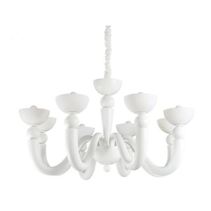 Ideal Lux - Полилей на верига BON BON 8xE14/28W/230V диам. 95,5 см бял