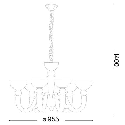 Ideal Lux - Полилей на верига BON BON 8xE14/28W/230V диам. 95,5 см бял