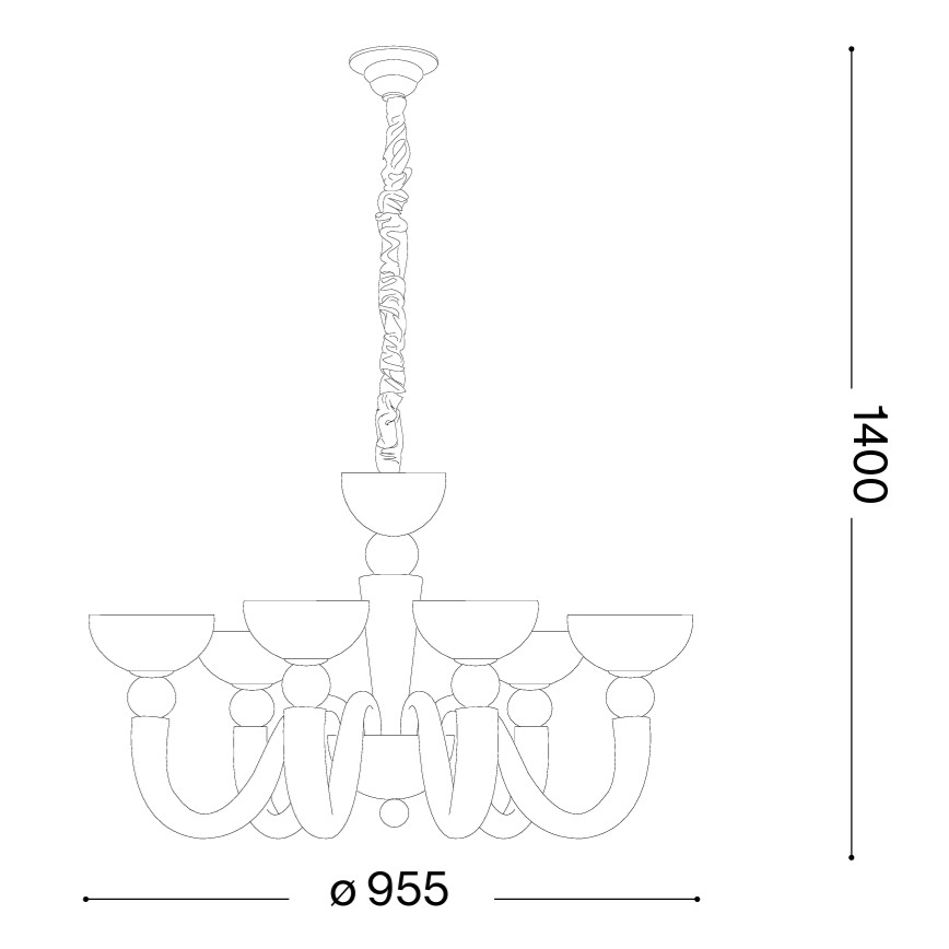 Ideal Lux - Полилей на верига BON BON 8xE14/28W/230V диам. 95,5 см бял
