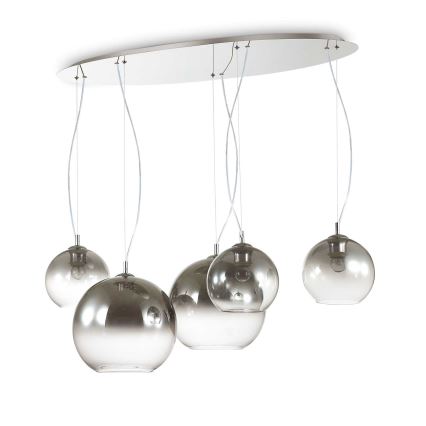 Ideal Lux - Полилей на кабел NEMO PLUS 5xE27/42W/230V лъскав хром/димчато сиво