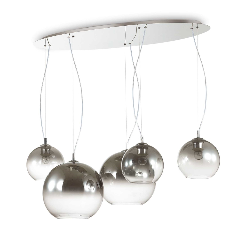 Ideal Lux - Полилей на кабел NEMO PLUS 5xE27/42W/230V лъскав хром/димчато сиво