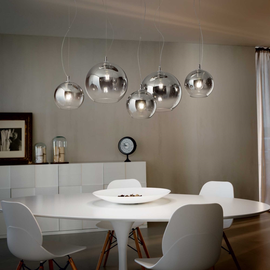 Ideal Lux - Полилей на кабел NEMO PLUS 5xE27/42W/230V лъскав хром/димчато сиво