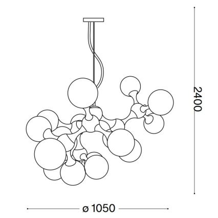 Ideal Lux - Полилей на кабел NODI 15xE14/28W/230V Ø 105 cm месинг/бял
