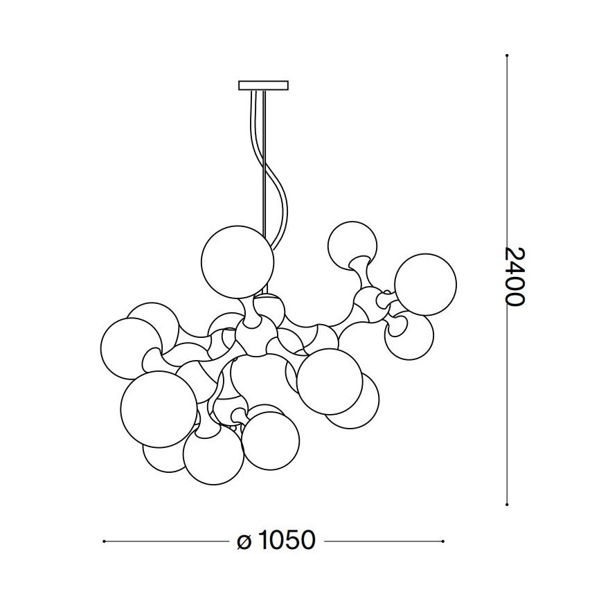 Ideal Lux - Полилей на кабел NODI 15xE14/28W/230V Ø 105 cm месинг/бял