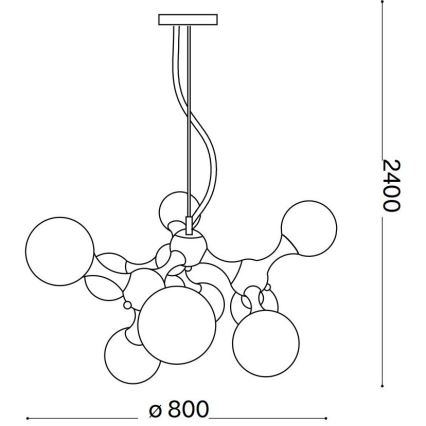 Ideal Lux - Полилей на кабел NODI 9xE14/28W/230V Ø 80 cm месинг/бял