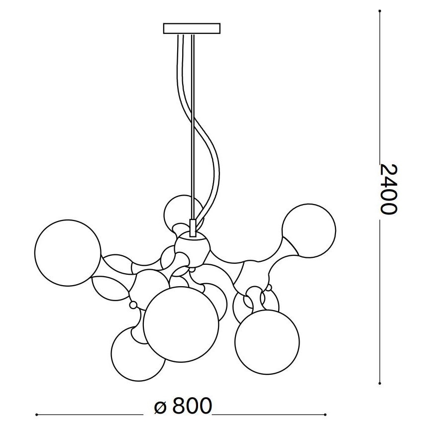 Ideal Lux - Полилей на кабел NODI 9xE14/28W/230V Ø 80 cm месинг/бял