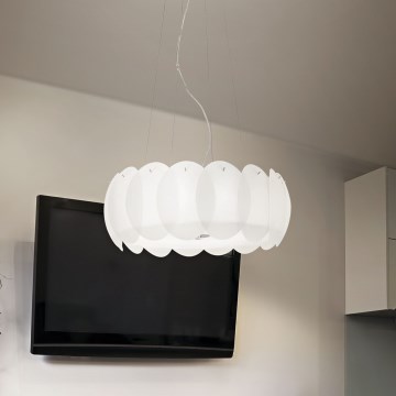 Ideal Lux - Полилей на кабел OVALINO 8xE27/60W/230V Ø 55 cm бял