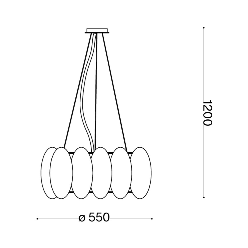 Ideal Lux - Полилей на кабел OVALINO 8xE27/60W/230V Ø 55 cm бял