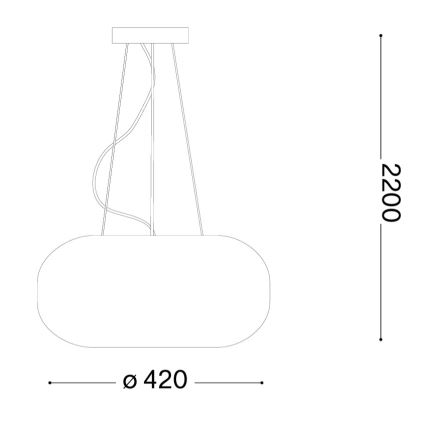 Ideal Lux - Полилей на кабел ULISSE 3xE27/60W/230V, диаметър 42 см, бял
