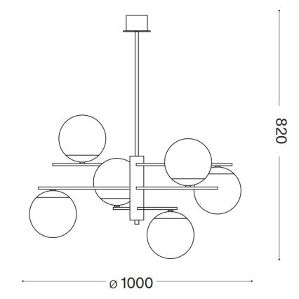 Ideal Lux - Висящ полилей GOURMET 6xE14/28W/230V Ø 100 см златист