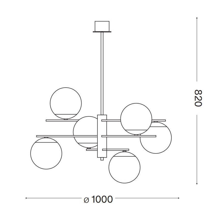 Ideal Lux - Висящ полилей GOURMET 6xE14/28W/230V Ø 100 см златист