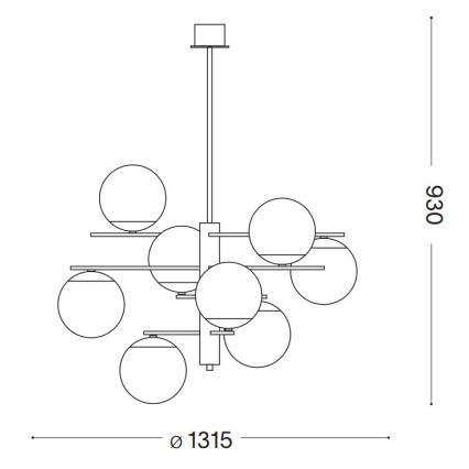 Ideal Lux - Висящ полилей GOURMET 9xE14/28W/230V Ø 131,5 см златист