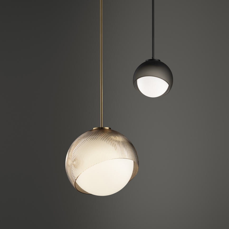 Ideal Lux - Висяща лампа на кабел BLOOM 1xE27/42W/230V Ø 22 см златист/димно бежово