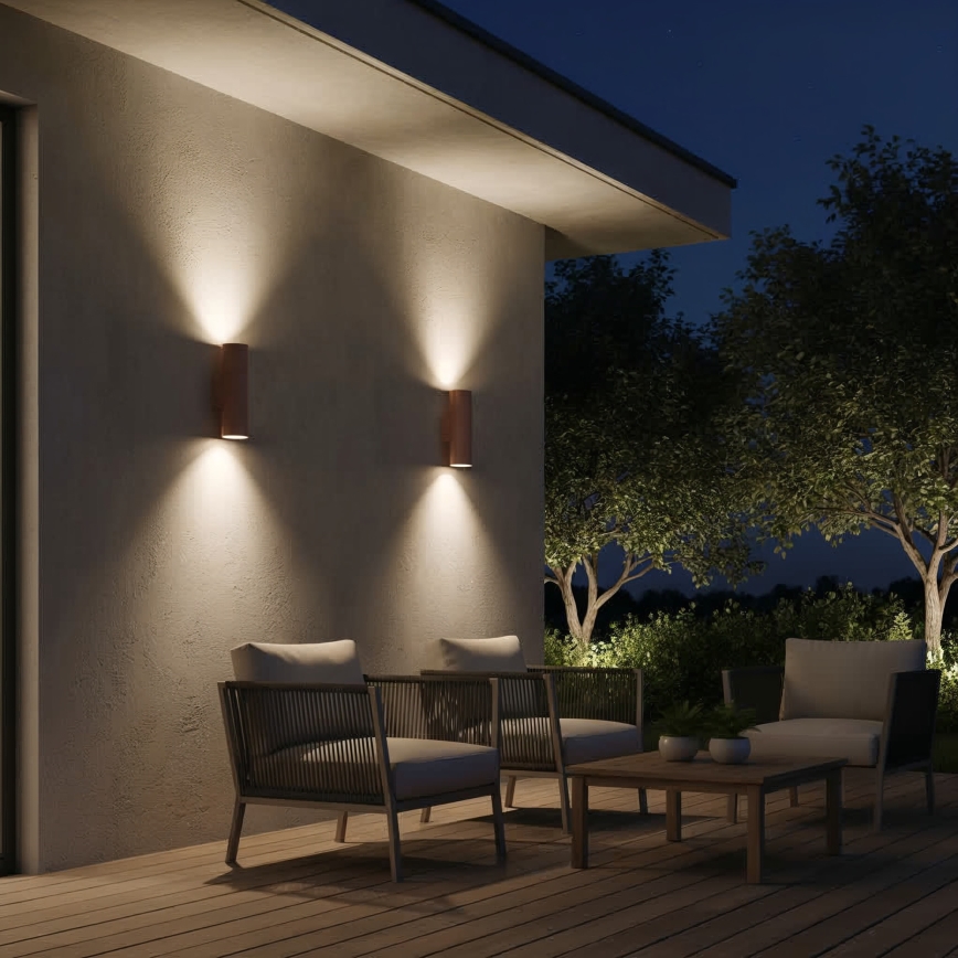 Ideal Lux - Външна стенна лампа GUN 1xGU10/35W/230V 21 см IP44 кафява