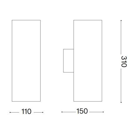 Ideal Lux - Външно стенно осветително тяло GUN 1xE27/60W/230V 31 см IP54 сиво