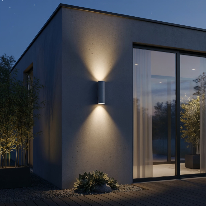 Ideal Lux - Външно стенно осветително тяло GUN 1xGU10/35W/230V 21 см IP44 сиво