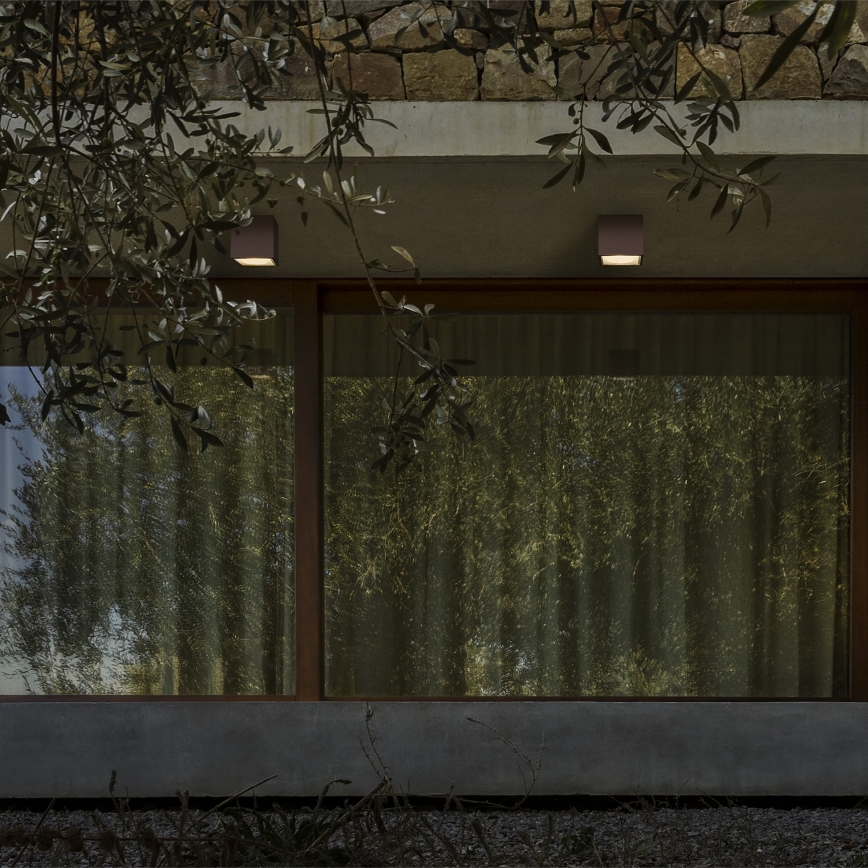 Ideal Lux - Външно точково осветително тяло TECHO 1xGU10/20W/230V 15x15 см IP54 кафяво