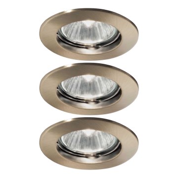 Ideal Lux - Комплект 3x вградени осветителни тела JAZZ 1xGU10/50W/230V Ø 7,7 cm бронзов цвят