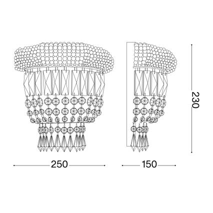 Ideal Lux - Кристален аплик DUBAI 2xE14/28W/230V златист
