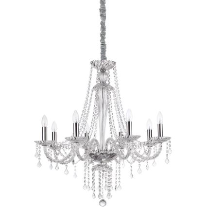 Ideal Lux - Кристален пендел AMADEUS 8xE14/40W/230V Ø 80 см прозрачен