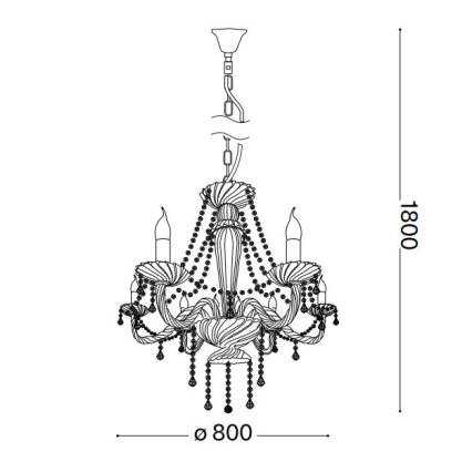 Ideal Lux - Кристален пендел AMADEUS 8xE14/40W/230V Ø 80 см прозрачен