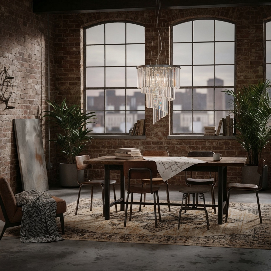 Ideal Lux - Кристален пендел CARLTON 12xE14/40W/230V Ø 50 см лъскав хром