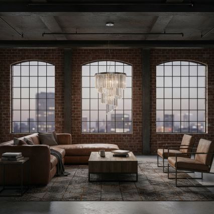 Ideal Lux - Кристален пендел CARLTON 12xE14/40W/230V Ø 50 см лъскав хром