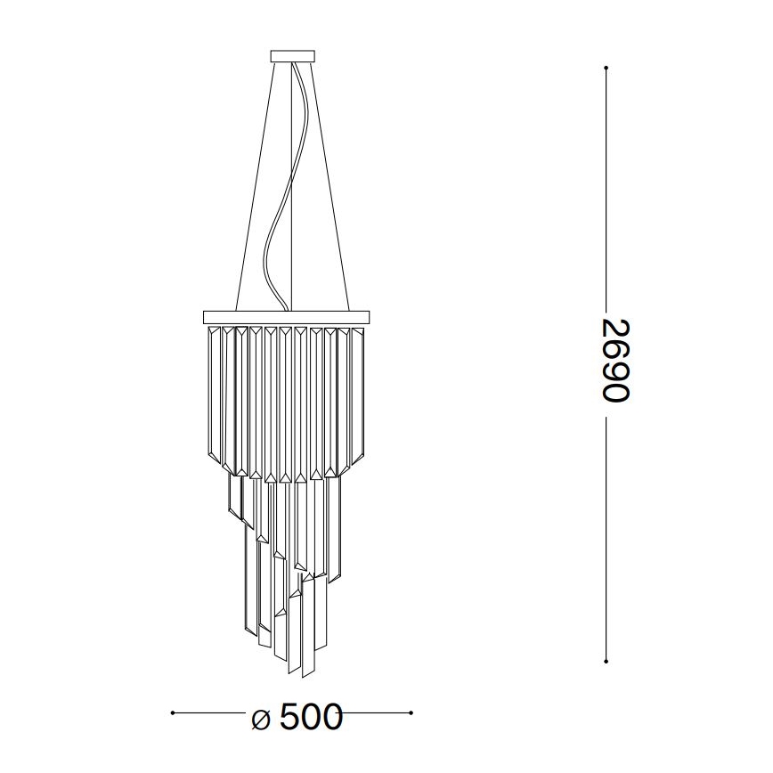 Ideal Lux - Кристален пендел CARLTON 12xE14/40W/230V Ø 50 см лъскав хром