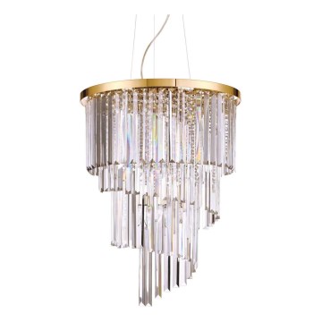 Ideal Lux - Кристален пендел CARLTON 12xE14/40W/230V Ø 50 см златист