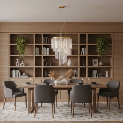 Ideal Lux - Кристален пендел CARLTON 12xE14/40W/230V Ø 50 см златист