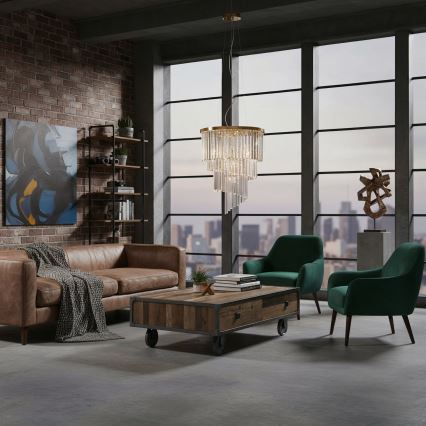 Ideal Lux - Кристален пендел CARLTON 12xE14/40W/230V Ø 50 см златист