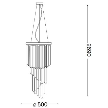 Ideal Lux - Кристален пендел CARLTON 12xE14/40W/230V Ø 50 см златист