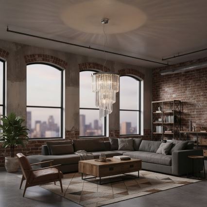 Ideal Lux - Кристален пендел CARLTON 8xE14/40W/230V Ø 40 см лъскав хром